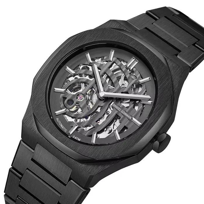 Montre mécanique squelette octogonale DANIEL GORMAN pour homme