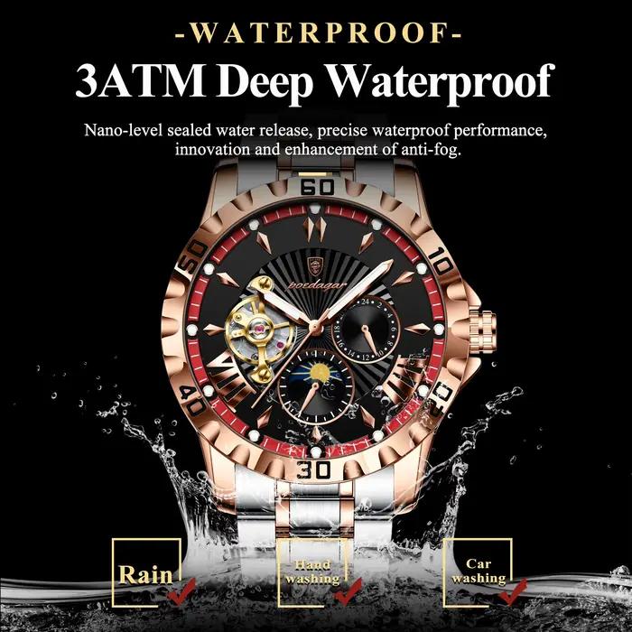 POEDAGAR luxe hommes horloge creux Tourbillon automatique mécanique homme montre étanche lumineux en acier inoxydable