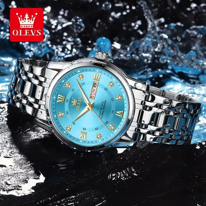 OLEVS 5513 montre à Quartz originale exclusive pour hommes diamant échelle romaine montre-bracelet étanche double