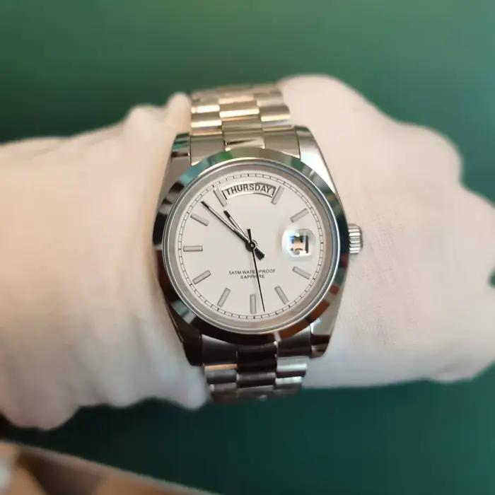 Montre pour hommes de petite taille verre saphir acier inoxydable natation 50M étanche affaires battre mouvement à Quartz DD36MM montre-bracelet