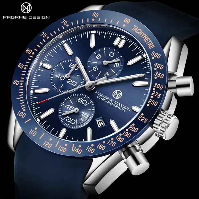 PAGRNE DESIGN sport hommes montre à Quartz 45mm marque étanche alliage automatique chronométrage mode Simple horloge Reloj Hombre