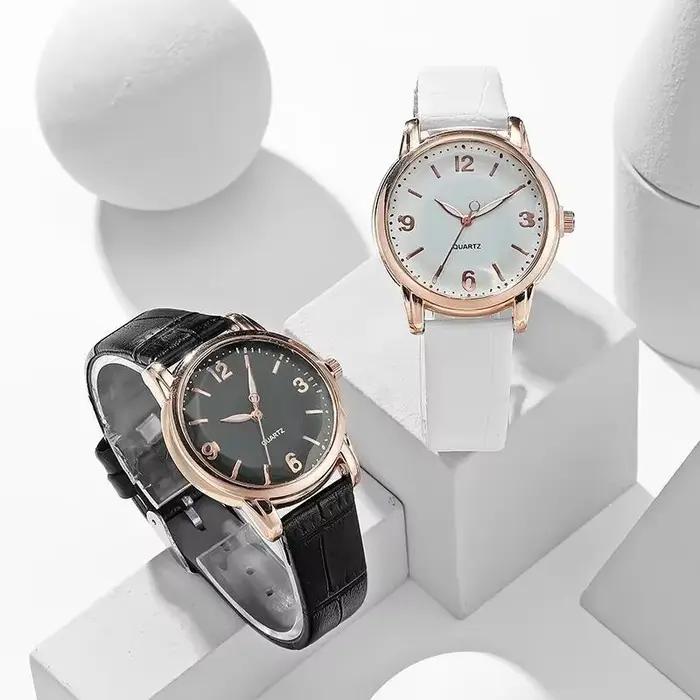 Montre à quartz avec pointeur rond pour femme