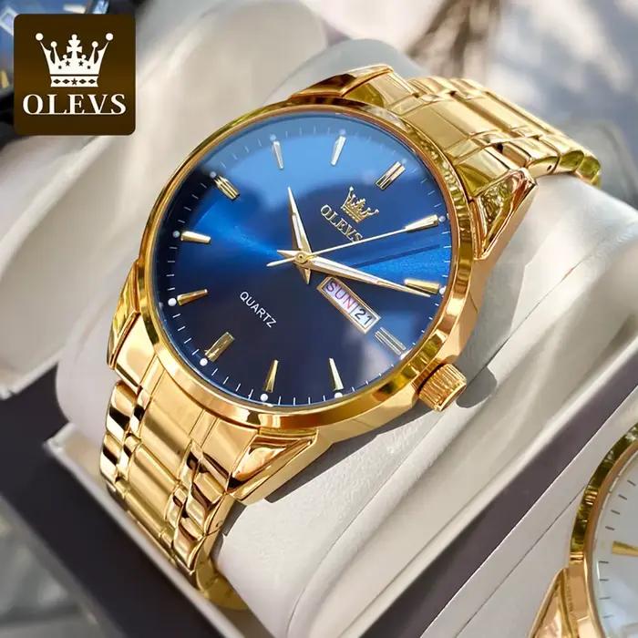 Montre-bracelet quartz pour homme élégante avec affichage de la semaine résistante à l'eau pour occasions formelles et détentes