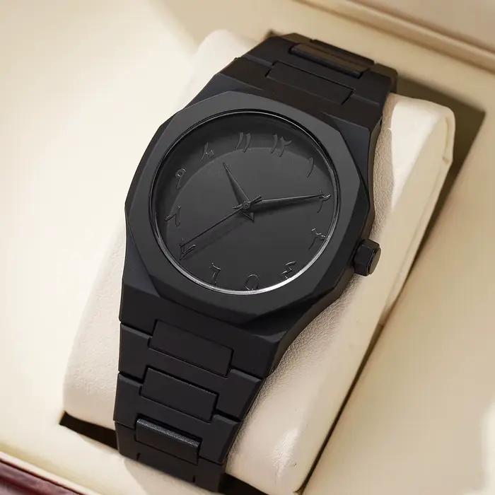 Personnalité minimaliste moderne créative tout noir montre pour hommes arabe numérique sport loisirs