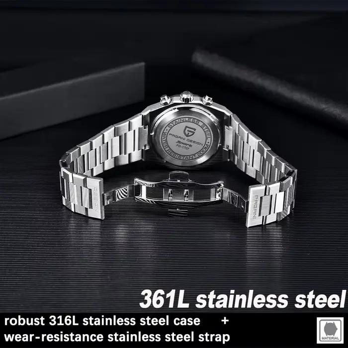 Montre-bracelet à quartz en acier inoxydable pour homme