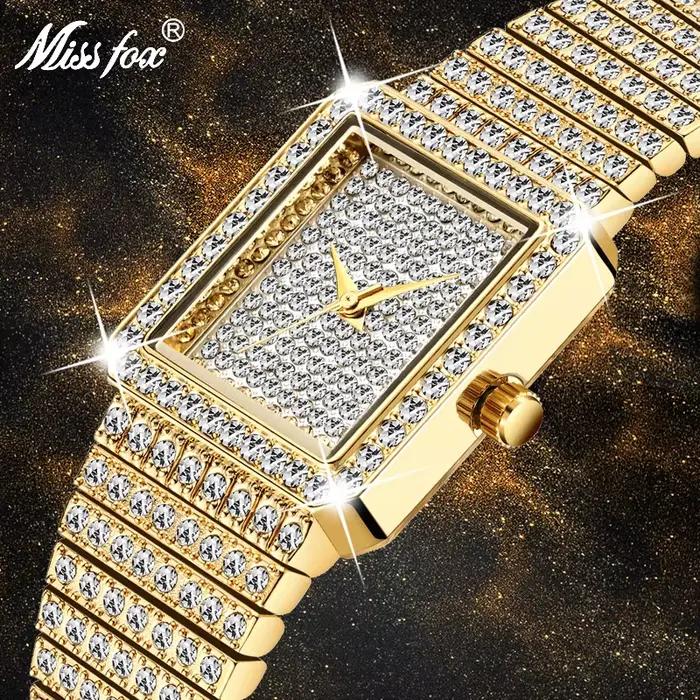 Montre en diamant doré pour femmes