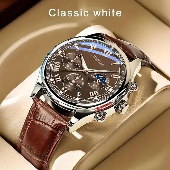 Montre yolako à bracelet en cuir pour hommes style fashion et casual avec mouvement à quartz et certification CE pour occasions professionnelles et spéciales