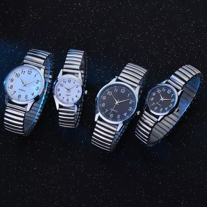 Montres couple mode et décontracté avec cadran à marqueurs de chiffres arabes pour homme et femme occasions spéciales
