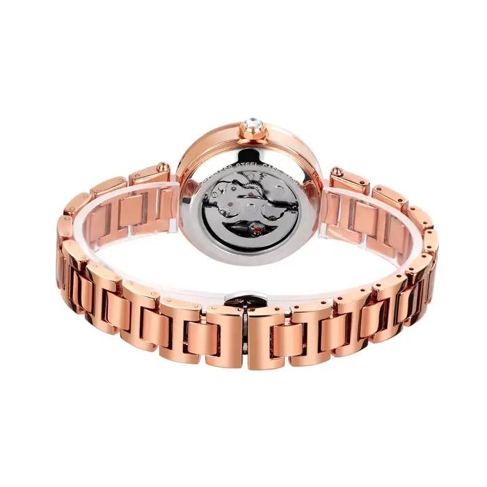 Forsining montre squelette pour femmes mode classiques diamant montres mécaniques automatiques aiguilles lumineuses bracelet en acier inoxydable