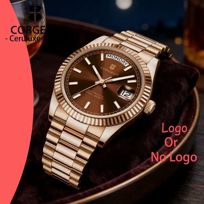 Montre homme CORGEUT 36MM ST1644 automatique mécanique de luxe avec saphir