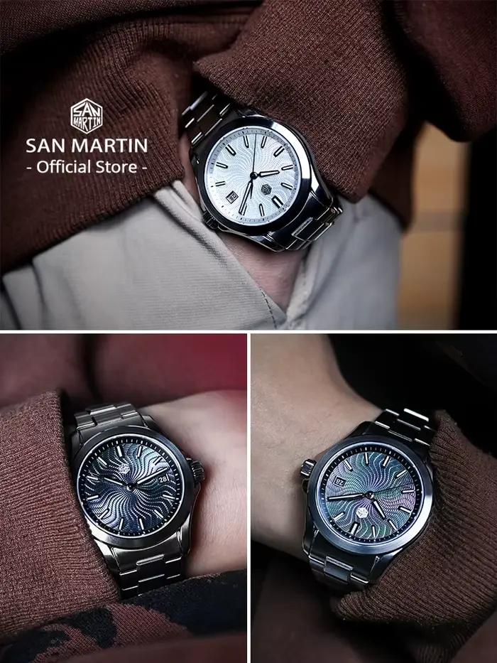 San Martin officiel 39mm Guilloche vadrouille cadran Gada montre mis5 9015 luxe hommes montres mécaniques automatiques 10 ATM reloj SN0150