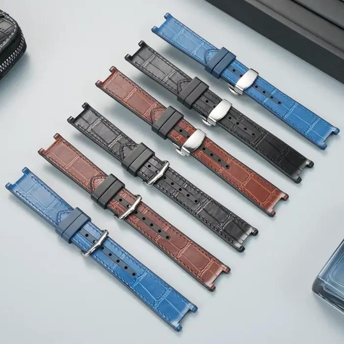 Pour Cartier Pasha nouveau cuir Bracelet inférieur en caoutchouc