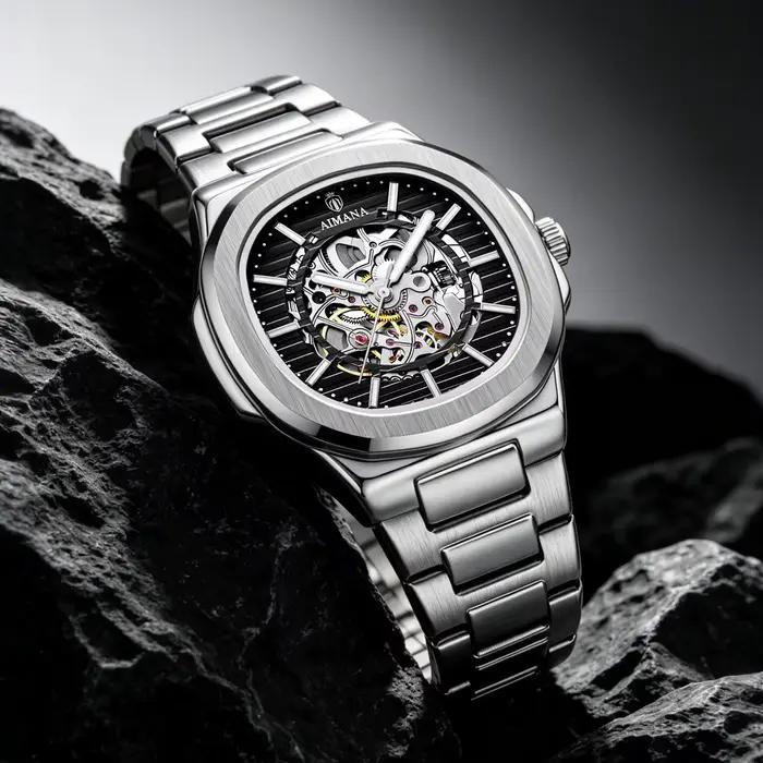 Montre mécanique squelette de style Nautilus pour homme AIMANA