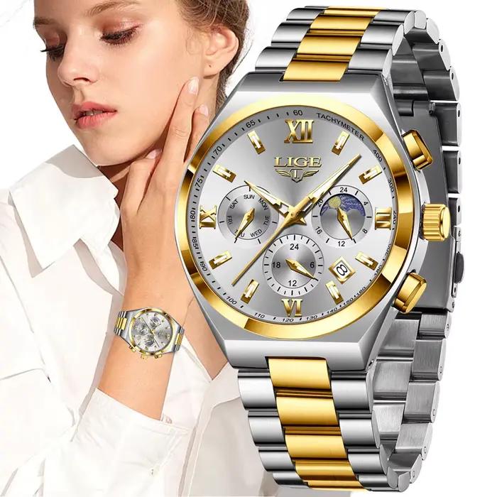 LIGE Top marque Montre de luxe femmes Simple dames analogique Quartz montres mode décontracté étanche Femme horloge