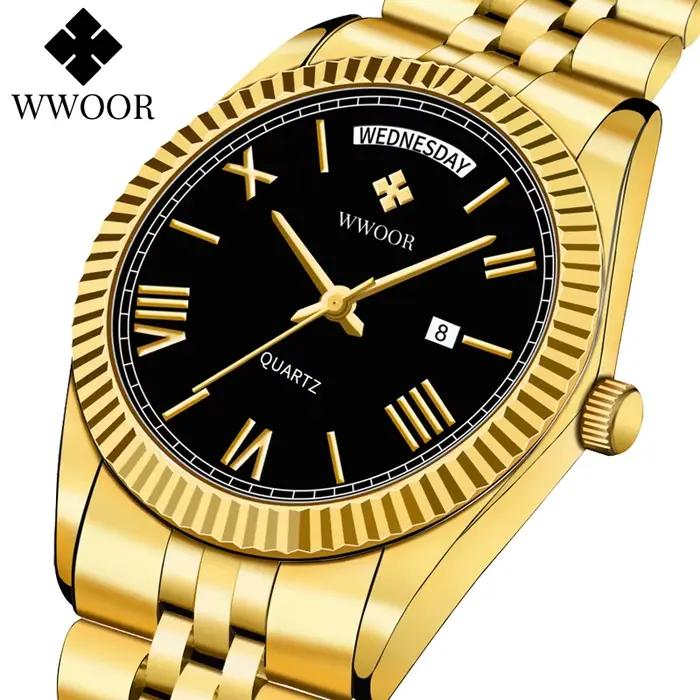 WWOOR – montre-bracelet de luxe en acier inoxydable pour homme