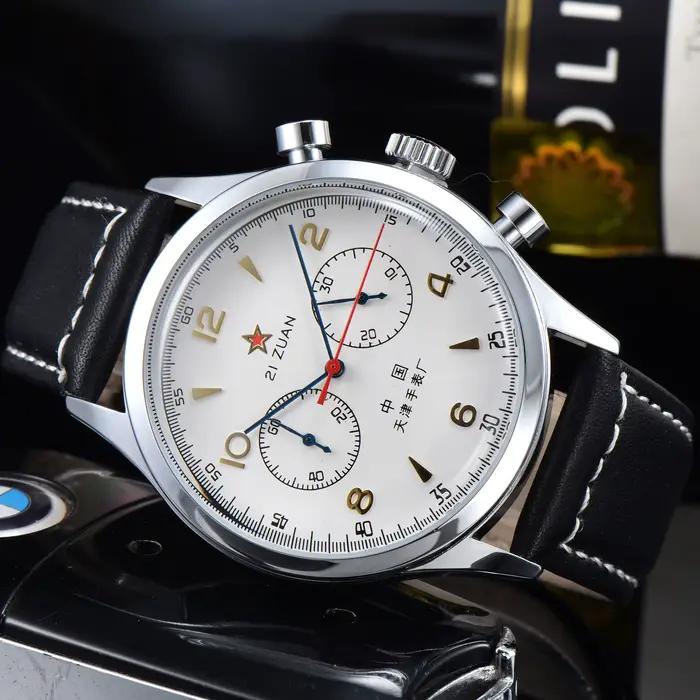 Montre homme vintage rétro quartz avec calendrier complet et bracelet en cuir pour occasions spéciales
