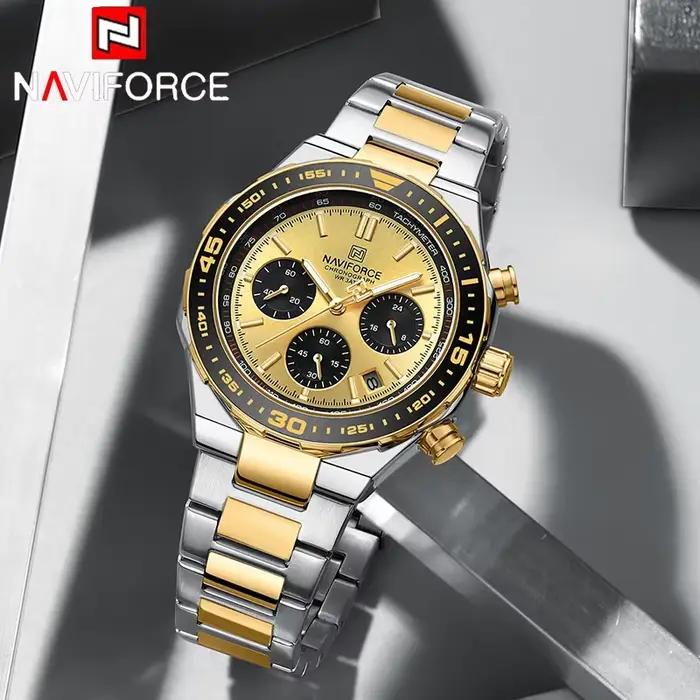 NAVIFORCE Top marque mode Original hommes montre Sport luxe chronographe étanche horloge en acier inoxydable Quartz homme montre-bracelet