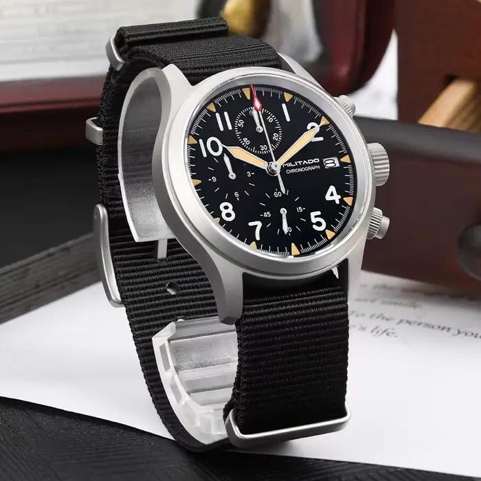 Militado ML1868KF montre à Quartz 3 cadrans VK67 chronographe mouvement en acier inoxydable