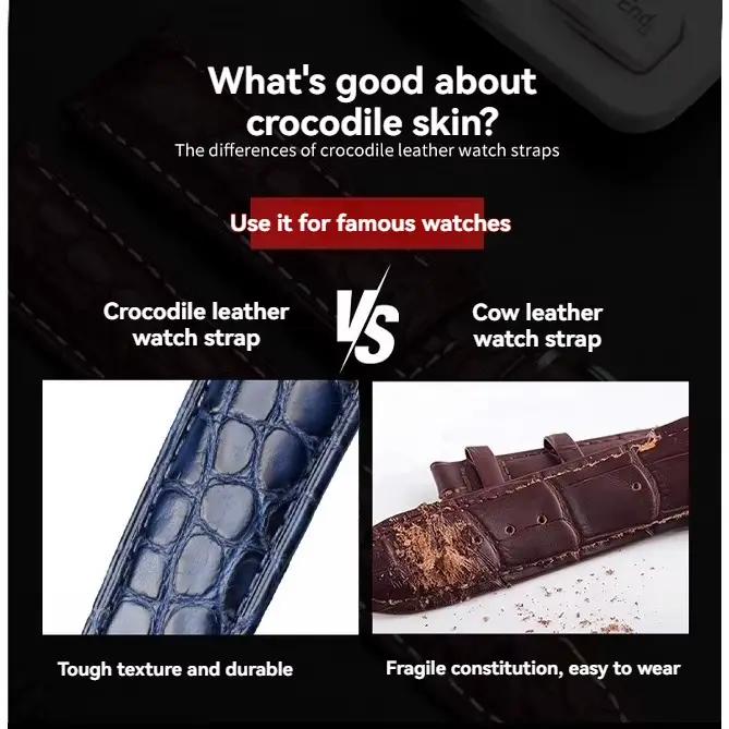 Bracelet de montre en cuir Crocodile pour ballon bleu Cartier WSBB0025 W69012Z4 14-8mm 16-8mm 18-11mm 20-12mm 22-14mm
