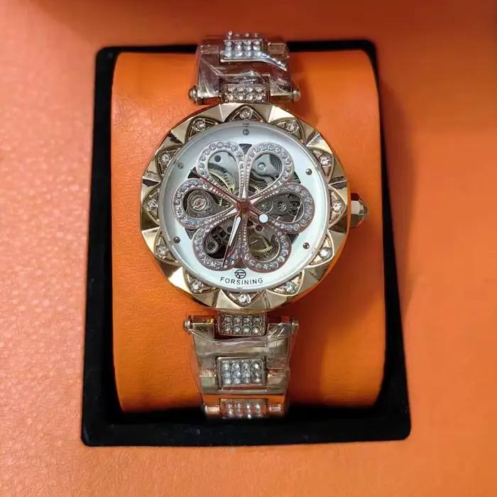 Montre pour Femme en or Rose mode Bling Quartz décontracté dame horloge
