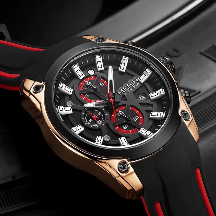 Montre de sport de luxe MEGIR Chronograph pour homme