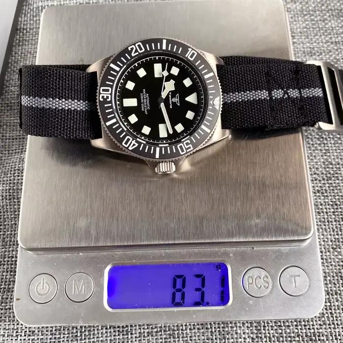 Montre mécanique Tandorio 42 mm rétro avec boîtier en titane résistant à l'eau pour homme occasions spéciales plongée style élégant