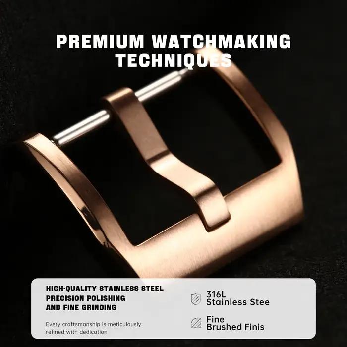 Maikes-Bracelet de Montre en Or Rose avec Fermoir en Acier Inoxydable