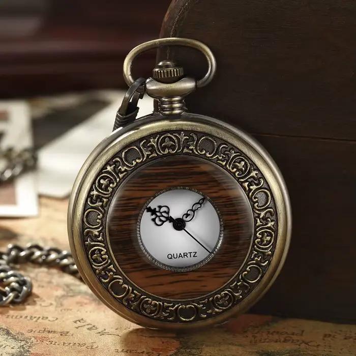 Montre De poche Vintage en bois pour hommes