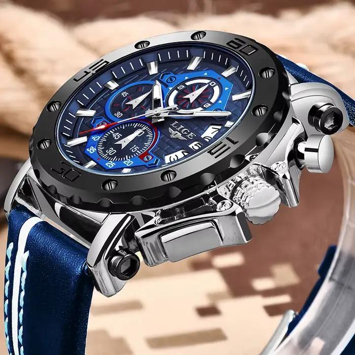 Montre LIGE 2025 Quartz Hommes Luxe Design Grand Cadran Élégant Occasions Spéciales