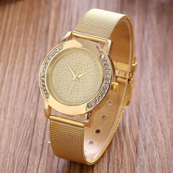 Montre en acier inoxydable pour femmes élégante et décontractée à Quartz avec bracelet en alliage pour toutes les occasions spéciales