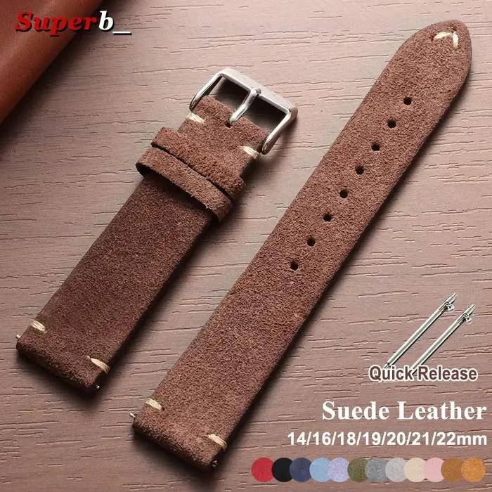 Bracelet de montre Vintage en cuir suédé