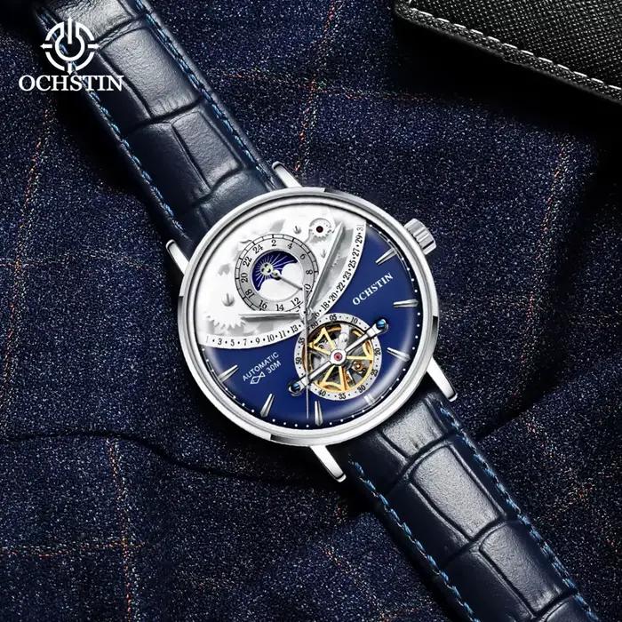 Ochstin modèle chaud soleil et lune montre entièrement automatique volant d'inertie mouvement mécanique