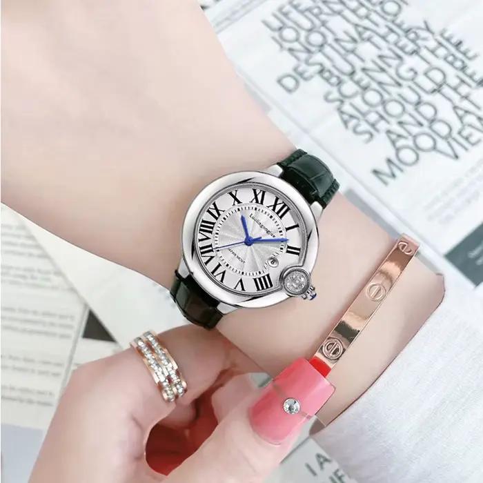 Montre à quartz bleue de luxe légère pour femme