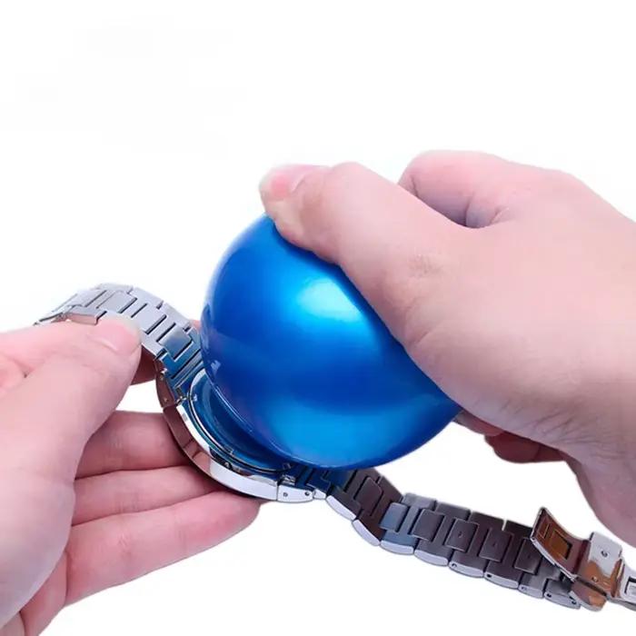 Boîtier de montre boule ouverte bleue