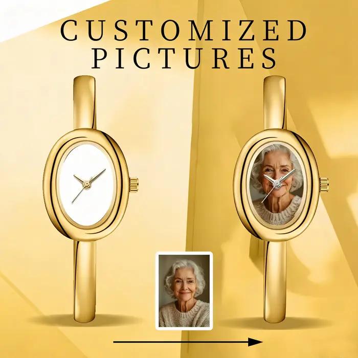 Montre-bracelet personnalisable pour femme avec image unique style mode et décontracté résistante à l'eau pour diverses occasions