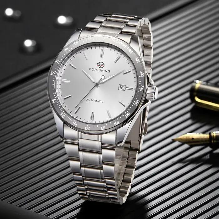 Forsining Business montre mécanique automatique pour hommes calendrier haut de gamme bracelet en acier inoxydable mode