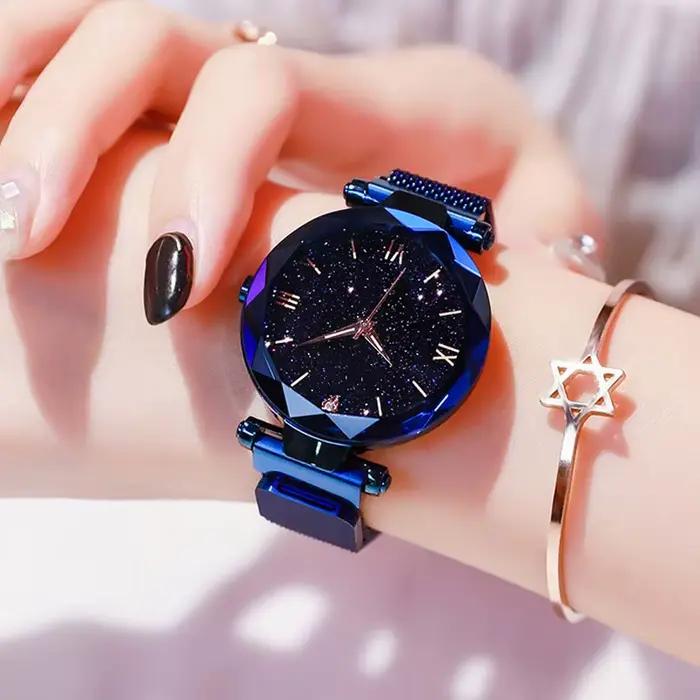 Montre ciel étoilé avec ceinture magnétique pour femme