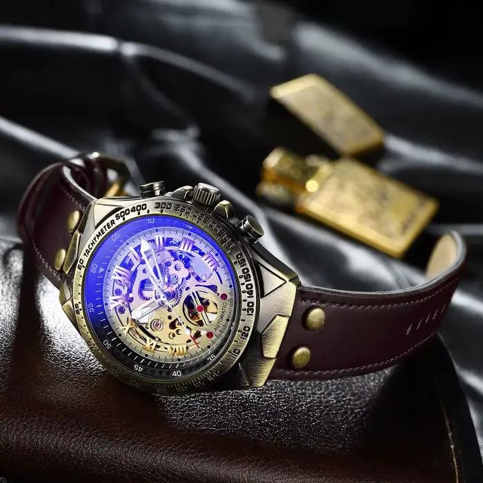 BINBOND A275 montre mécanique automatique originale pour hommes étanche rétro Tourbillon verre de cristal