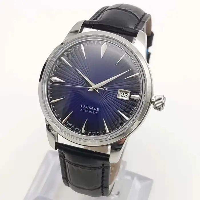 Montre automatique classique vintage pour homme 40 mm NH35, bracelet en cuir confortable, verre saphir, étanche, usage quotidien, cadeau décontracté pour homme