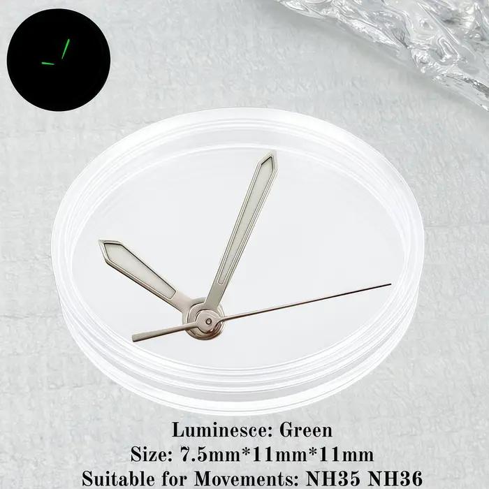 Aiguilles de montre lumineuses vertes en or rose noir pour Sandoz NH35 NH36 NH70/4R/7S