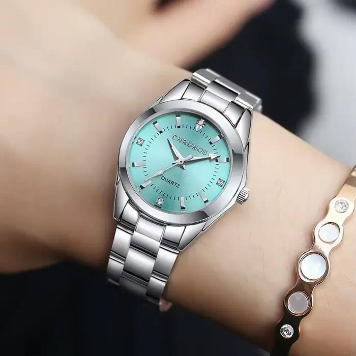 CHRONOS femmes élégantes montre de luxe dames marque de mode montre-bracelet mouvement à Quartz en acier inoxydable cadeau pour femme petite amie