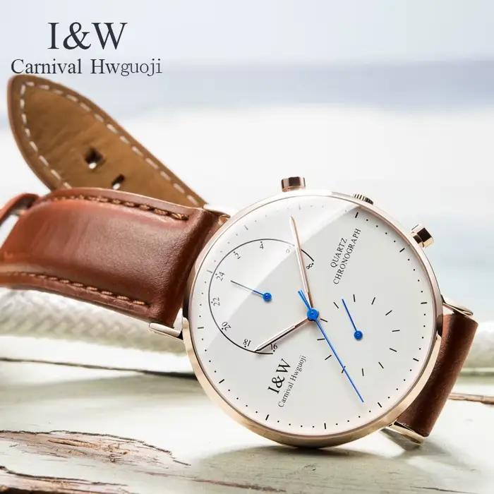 Carnaval marque montres de luxe pour homme mode étanche or Rose argent horloge militaire hommes