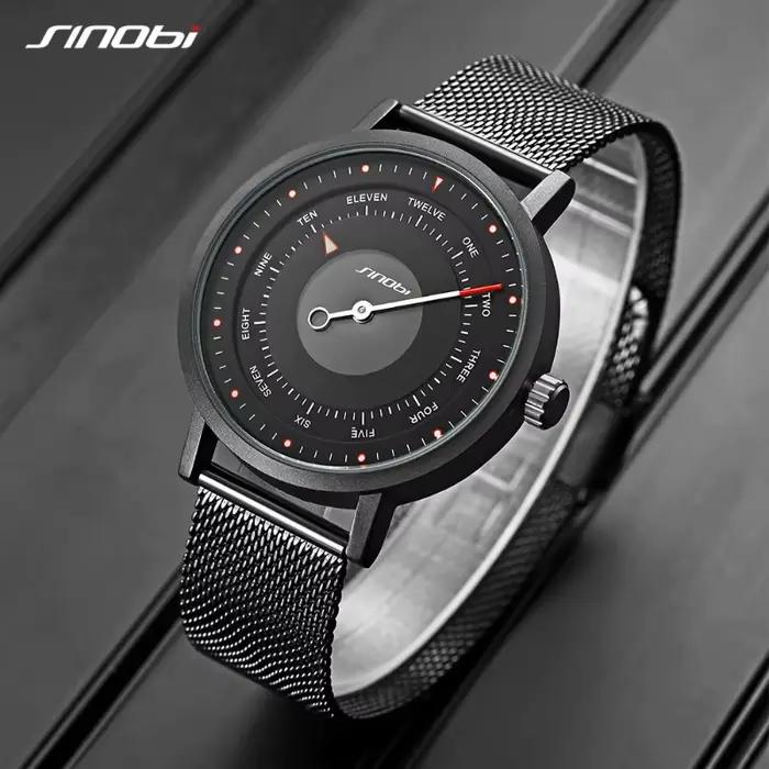 Sinobi mode montre pour hommes créatif décontracté militaire lumineux étanche en acier inoxydable montre-bracelet à