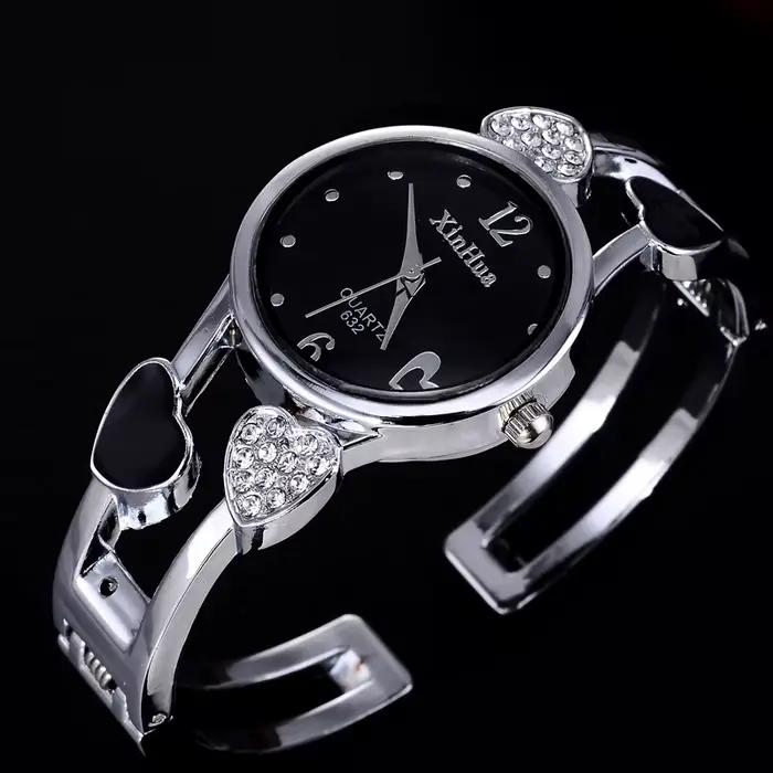 Femmes Vintage coeur montre Design Quartz mode argent classique cristal acier inoxydable luxe montre-bracelet Mujer Relogios féminin