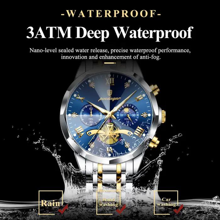POEDAGAR luxe hommes montre haut Original étanche lumineux chronographe homme montre-bracelet en acier inoxydable Quartz