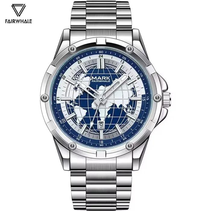 Mark Fairwhale 5130 marque de mode montre à Quartz pour hommes cadran lumineux créatif étanche bracelet en acier inoxydable montres pour homme