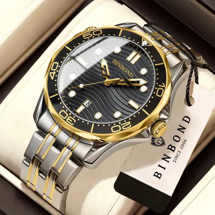 Montre à quartz de luxe BINBOND Wave of Sea pour homme