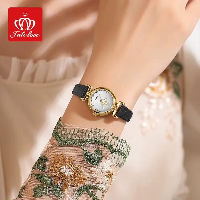 OPK montre à Quartz pour femmes rétro élégant doré bracelet en acier inoxydable