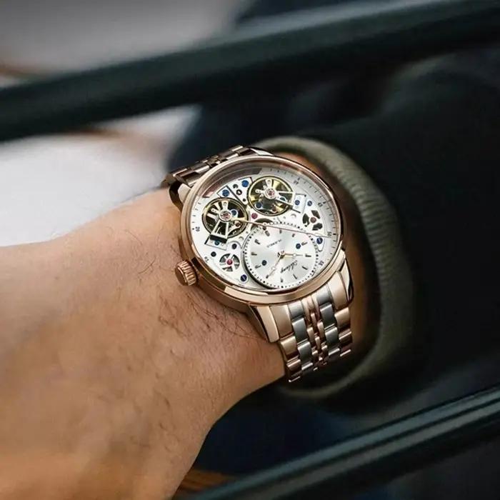 AILANG Montre mécanique automatique à double tourbillon pour hommes