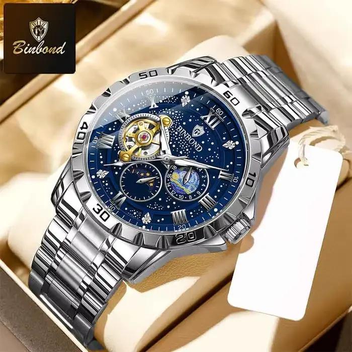 BINBOND nouveau luxe hommes montre mécanique automatique Phase de lune